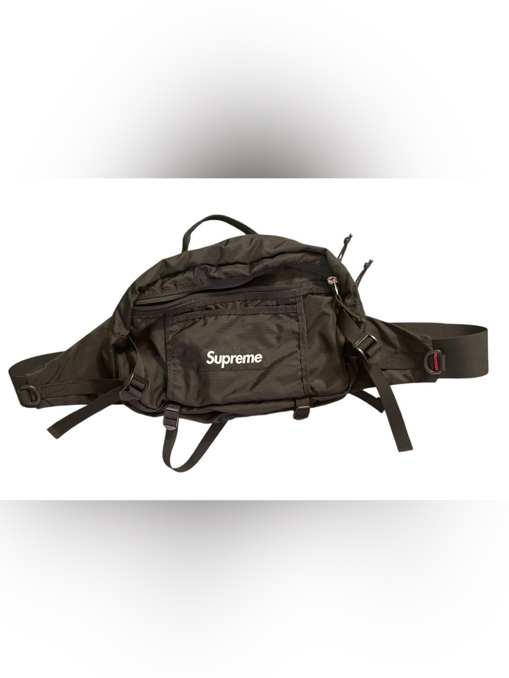 Supreme Black Crossbody Belt Bag with White Logo